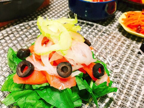 糖質制限☆スモークサーモンのカルパッチョ風サラダ